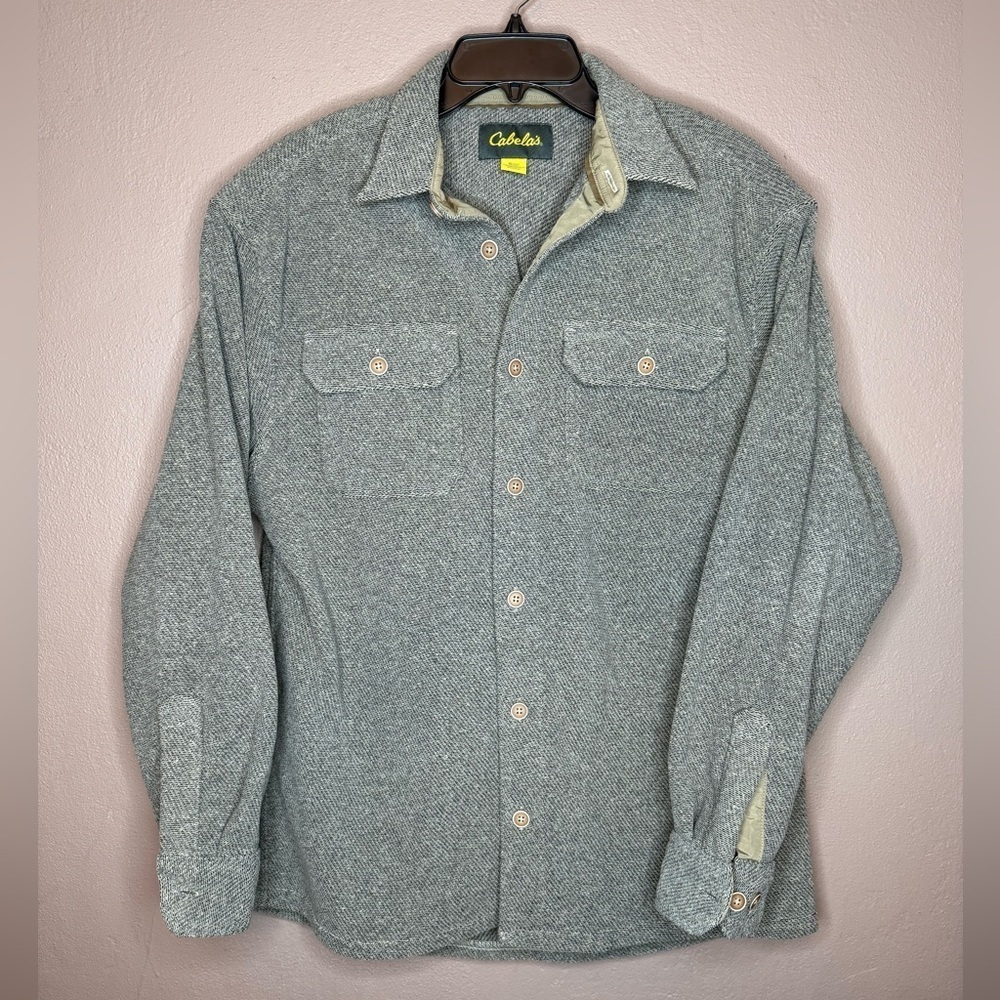 Cabela's Shacket Shirt Men's M Medium Overcast Grey Fleece Lined Shirt Jacket